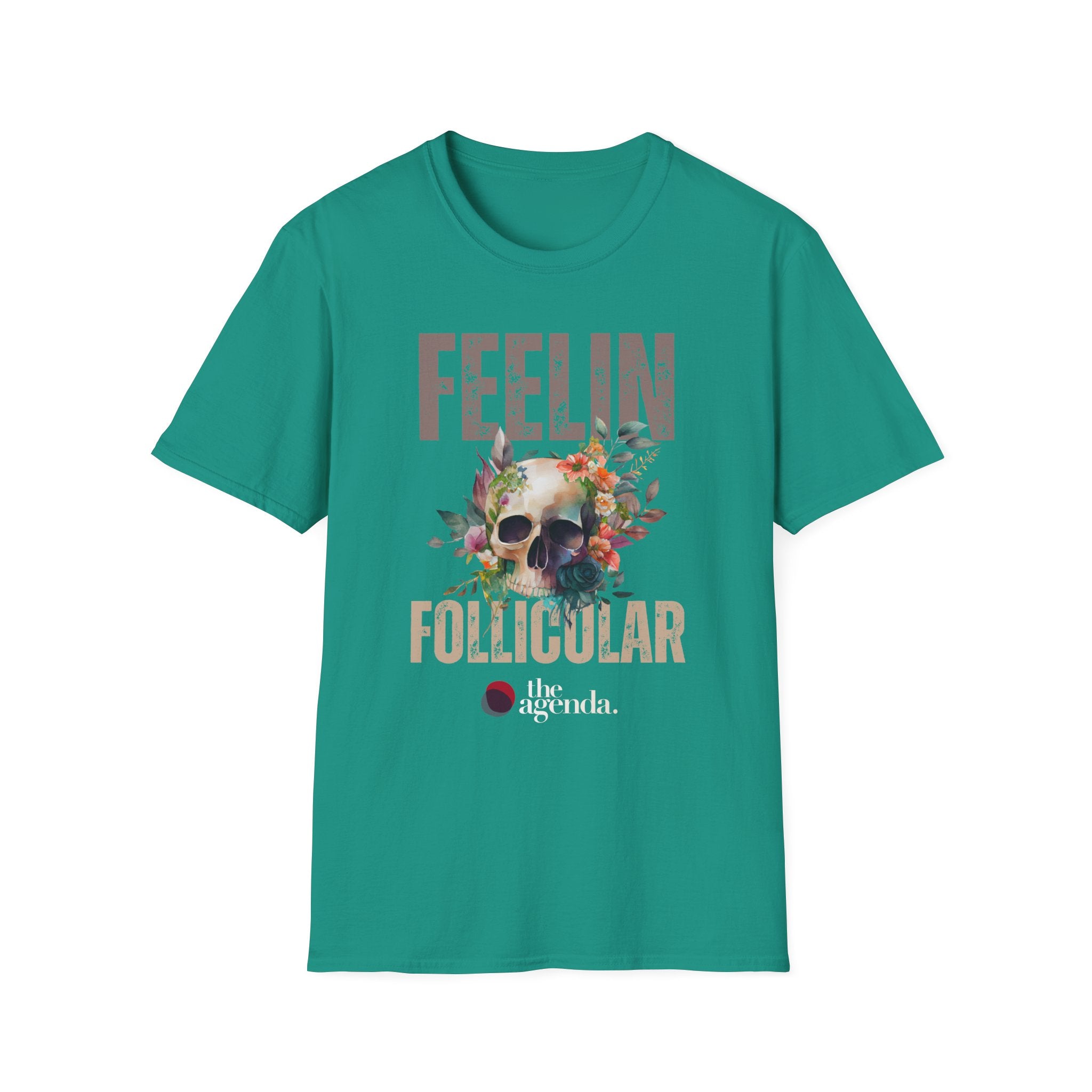 Follicular Skull Graphic T-Shirt, Bohemian Style Tee, Trendy Unisex Apparel, Gift for Music Lovers, Casual Wear, Festival Shirt