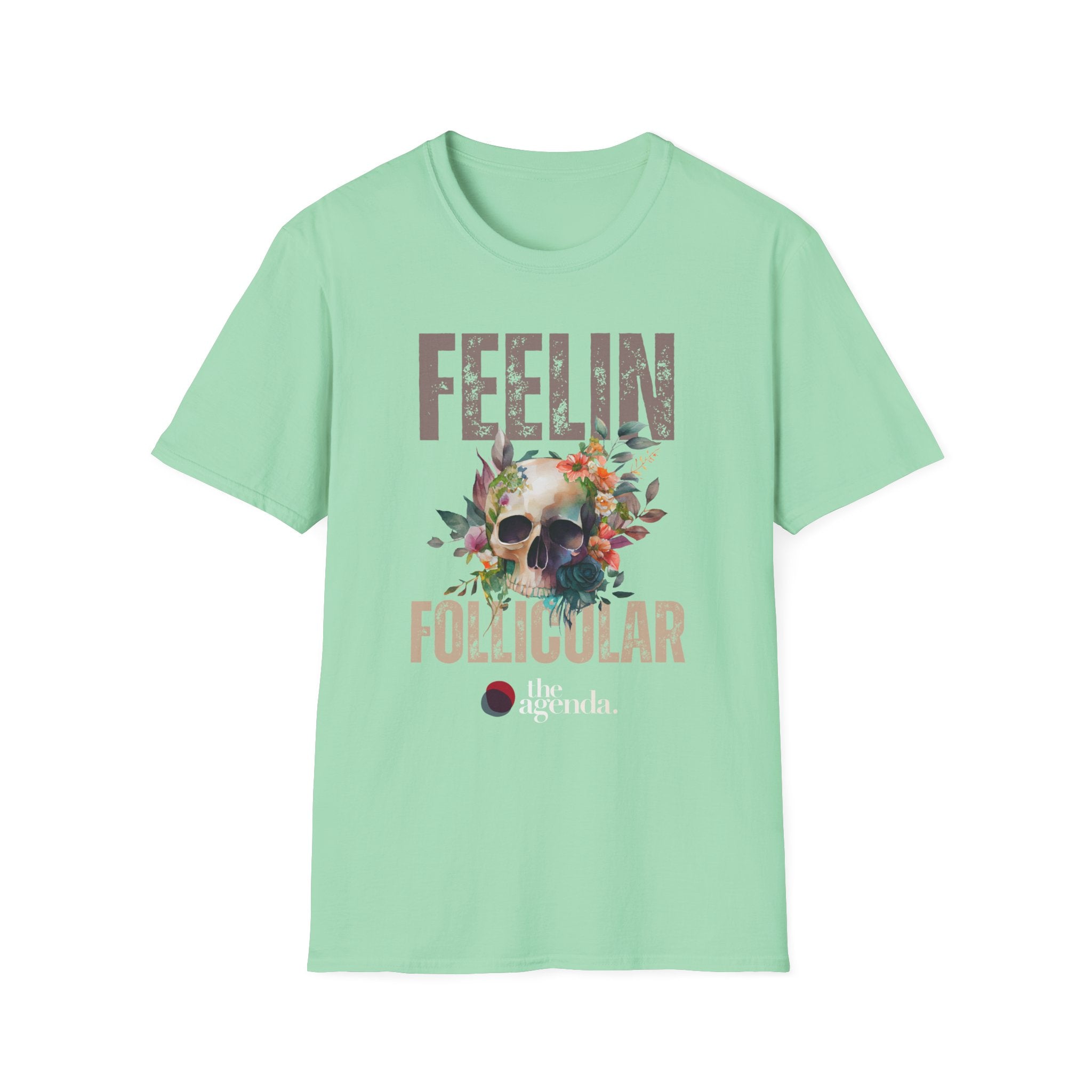 Follicular Skull Graphic T-Shirt, Bohemian Style Tee, Trendy Unisex Apparel, Gift for Music Lovers, Casual Wear, Festival Shirt