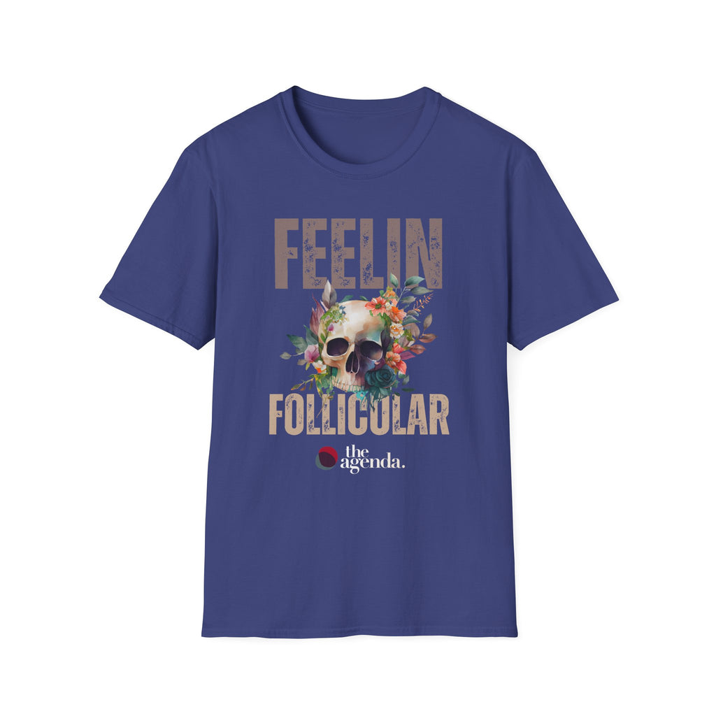 Follicular Skull Graphic T-Shirt, Bohemian Style Tee, Trendy Unisex Apparel, Gift for Music Lovers, Casual Wear, Festival Shirt