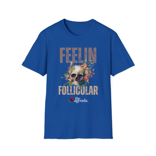 Follicular Skull Graphic T-Shirt, Bohemian Style Tee, Trendy Unisex Apparel, Gift for Music Lovers, Casual Wear, Festival Shirt